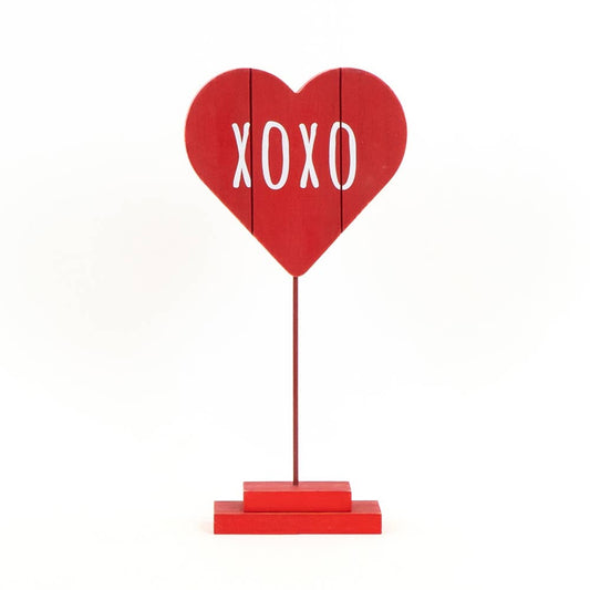 XOXO wood heart cutout on stand 6.25x13.25x2