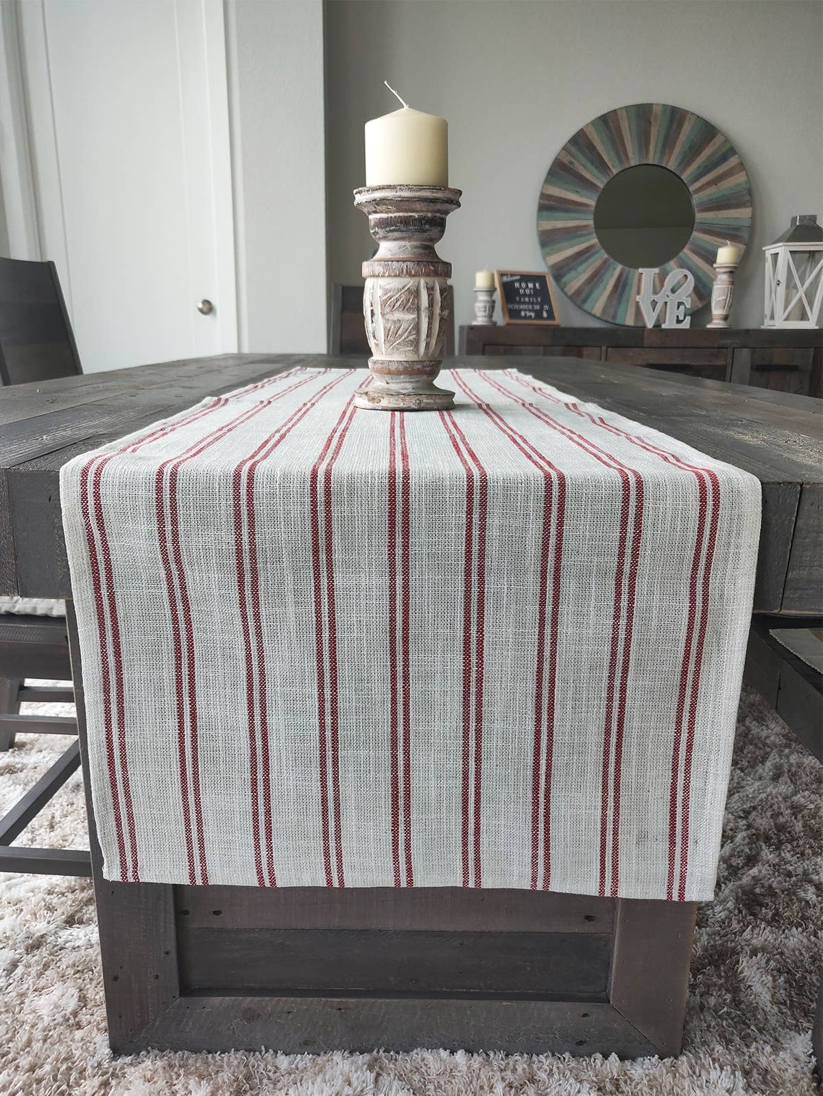 Modern Striped Linen-poly Table Runner