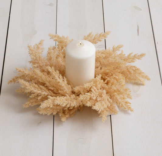 Candle Ring - Beige Pampas