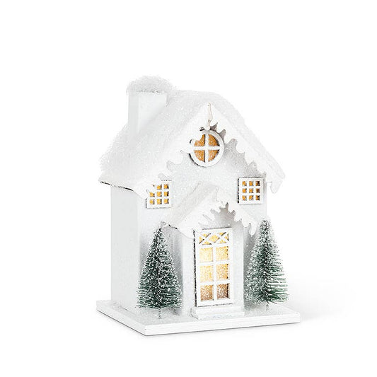 Sm Snowy House w/LED-4x3.5"W