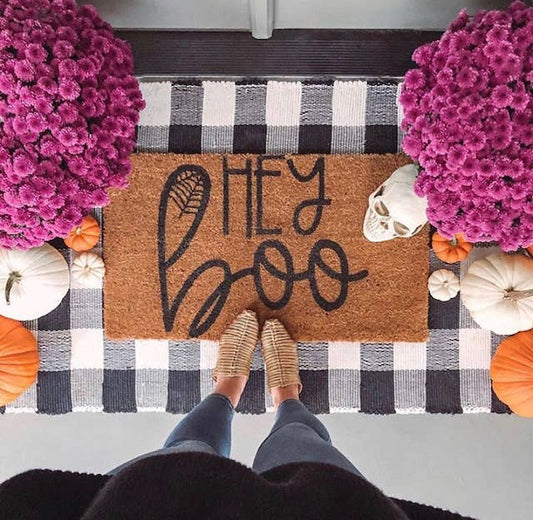 Halloween Doormat Hey Boo Fall Welcome Mat Decor