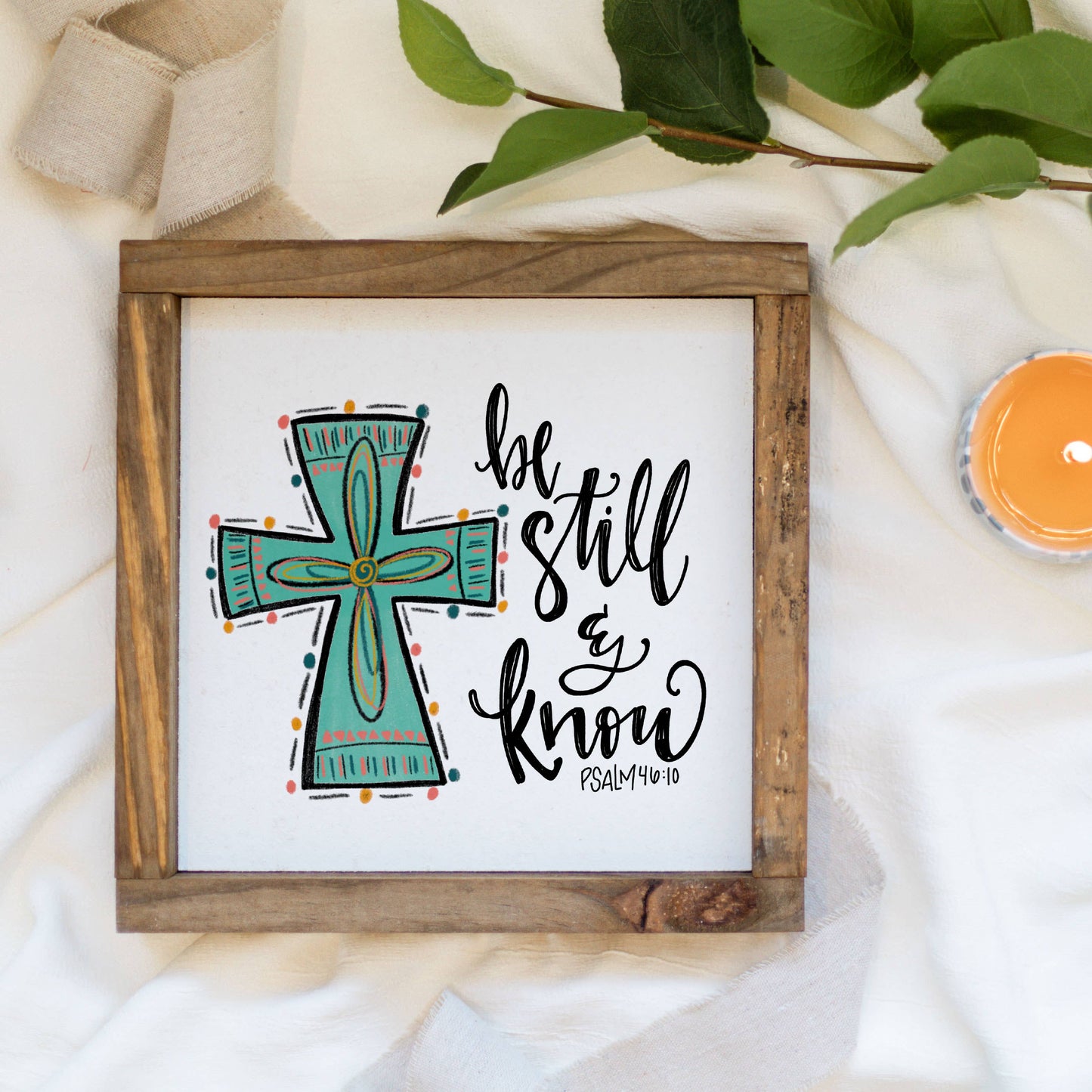 Be Still Cross, Spring Decor, Wood Sign  9x9