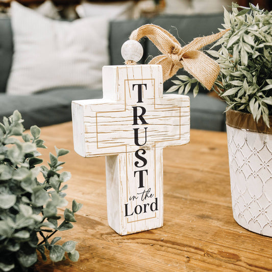 Trust In The Lord Distressed Cross with Ribbon