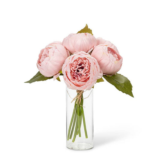 Full Peony Bouquet-Pink-10"H-2246