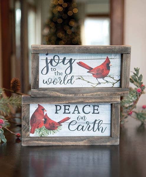 Joy to the World Cardinal Framed Sign, 2 Assorted