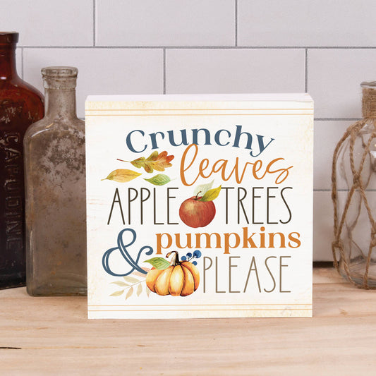 Crunchy Leaves, Apple Trees, and Pumpkins Fall Barnhouse Wood Block Décor