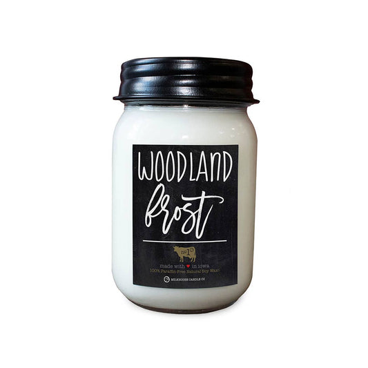 13 oz Mason Jar Soy Candle: Woodland Frost, by Milkhouse