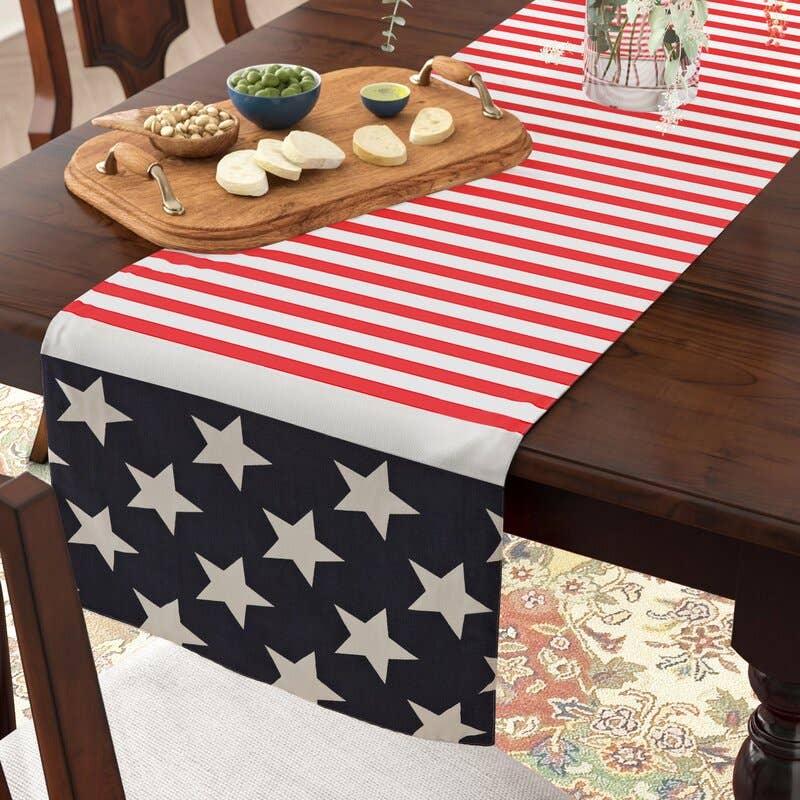 American Flag Cotton Festive Table Runner