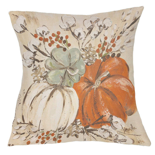 Fall "Pumpkins and Cotton" Pillow