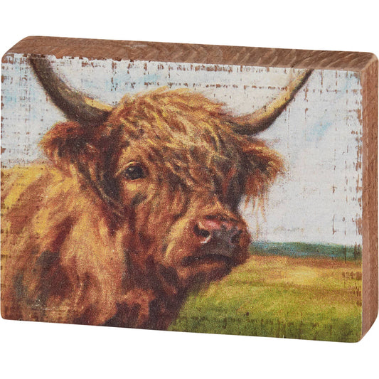 Highland Cow Block Sign